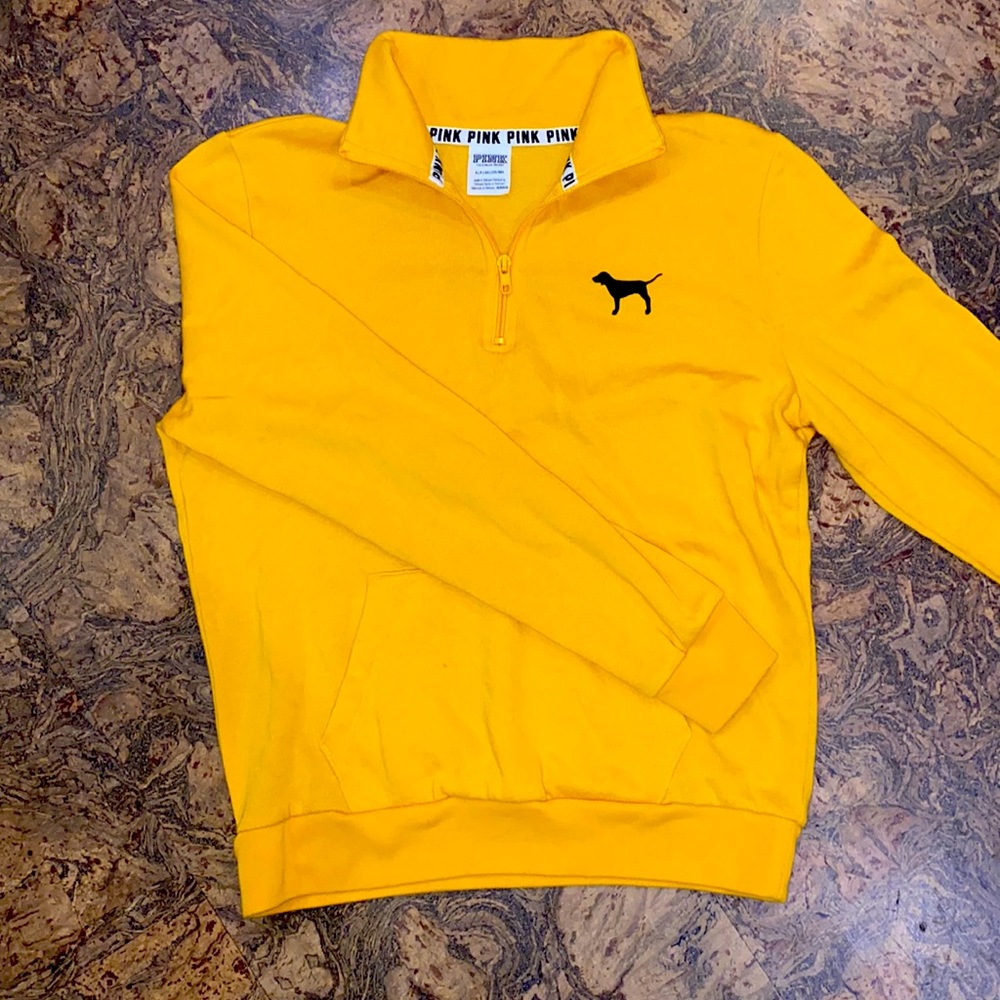 PINK Yellow Quarter Zip Sweater